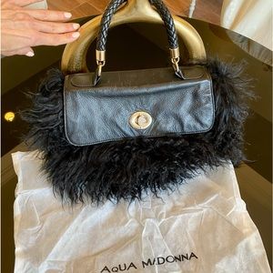 Aqua Madonna fur handbag